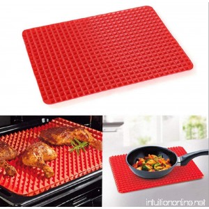 LRRH Best Baking Mat Silicone Non-stick Healthy Heat Resistant Raised Pyramid Shaped Silicone Cooking Roasting Barbecue Pastry Grill Pad Red - B01MFABR6N